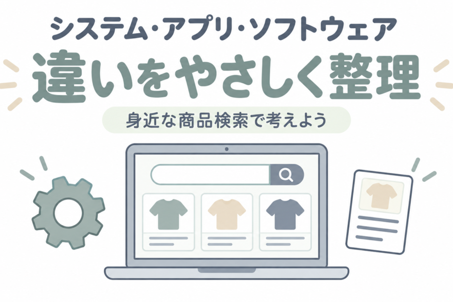 システム・アプリ・ソフトウェアの違いを、身近な商品検索でやさしく整理