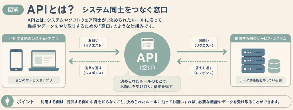 レストランの注文窓口に例えたAPIの役割