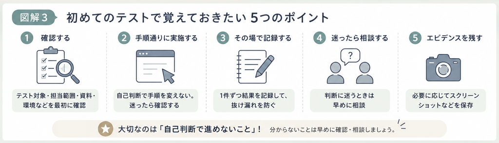 初めてのテストで覚えておきたい5つのポイント